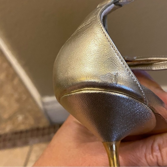 SACCO Women Animal Print Leather Light Gold Ankle Strap Shoes Size 36 - Picture 9 of 14